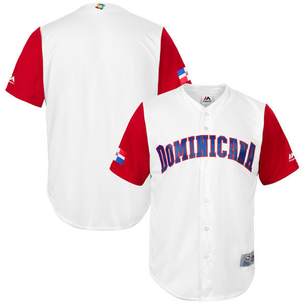 customized Men Dominican Republic Baseball Majestic White 2017 World Baseball Classic Replica Team Jersey